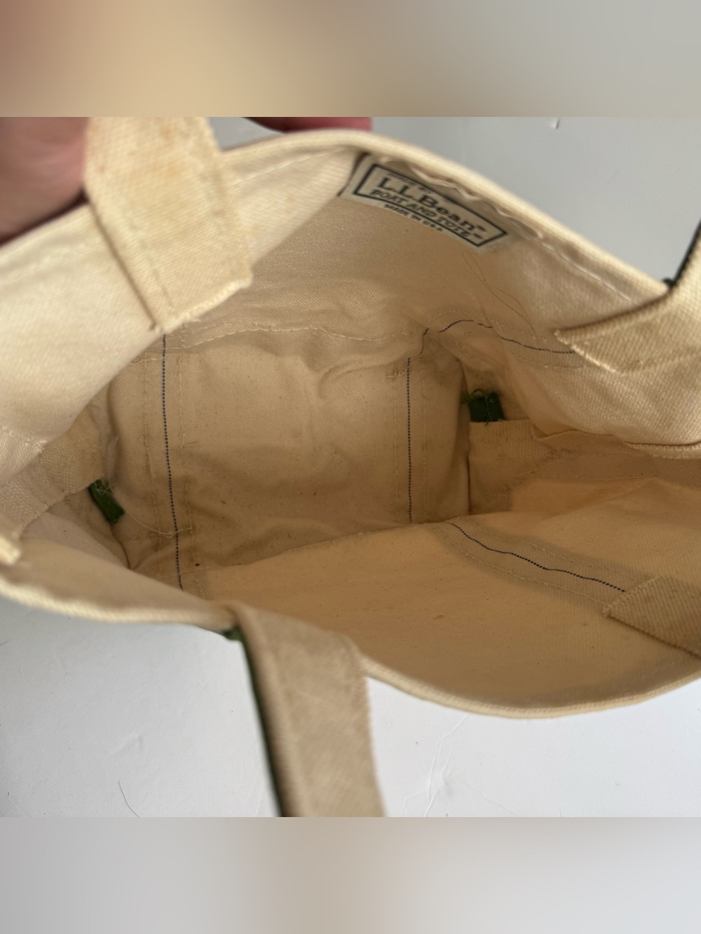 Vintage L.L. Bean Boat And Tote Small Green Canvas Open Top USA Preppy Coastal - Picture 10 of 15